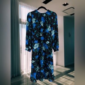 J crew midi dress blue teal black Size 4 S Jcrew